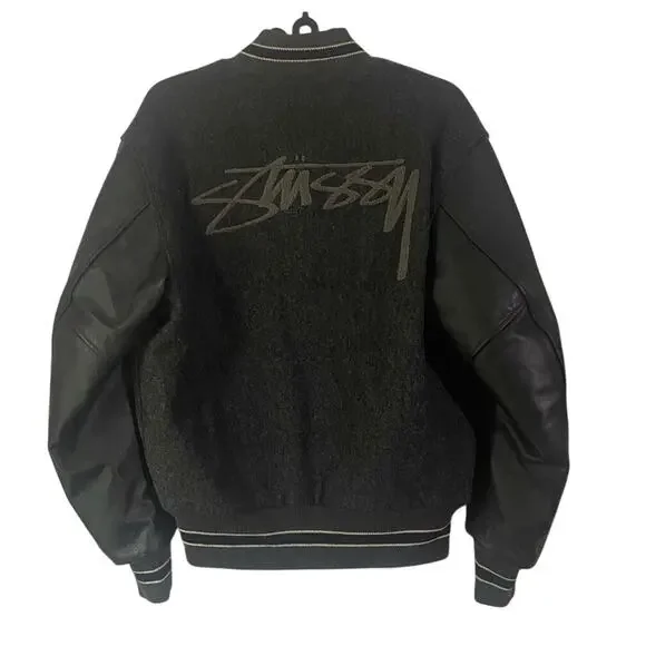Vintage Stussy International Tribe Varsity Jacket M Wool Leather Sleeve 90s USA - Picture 2 of 9